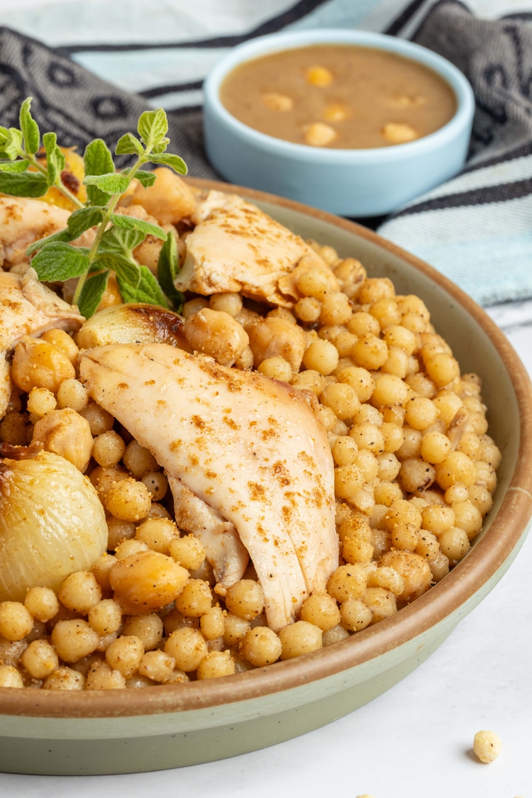 Delicious daily homemade Moghrabieh with chicken