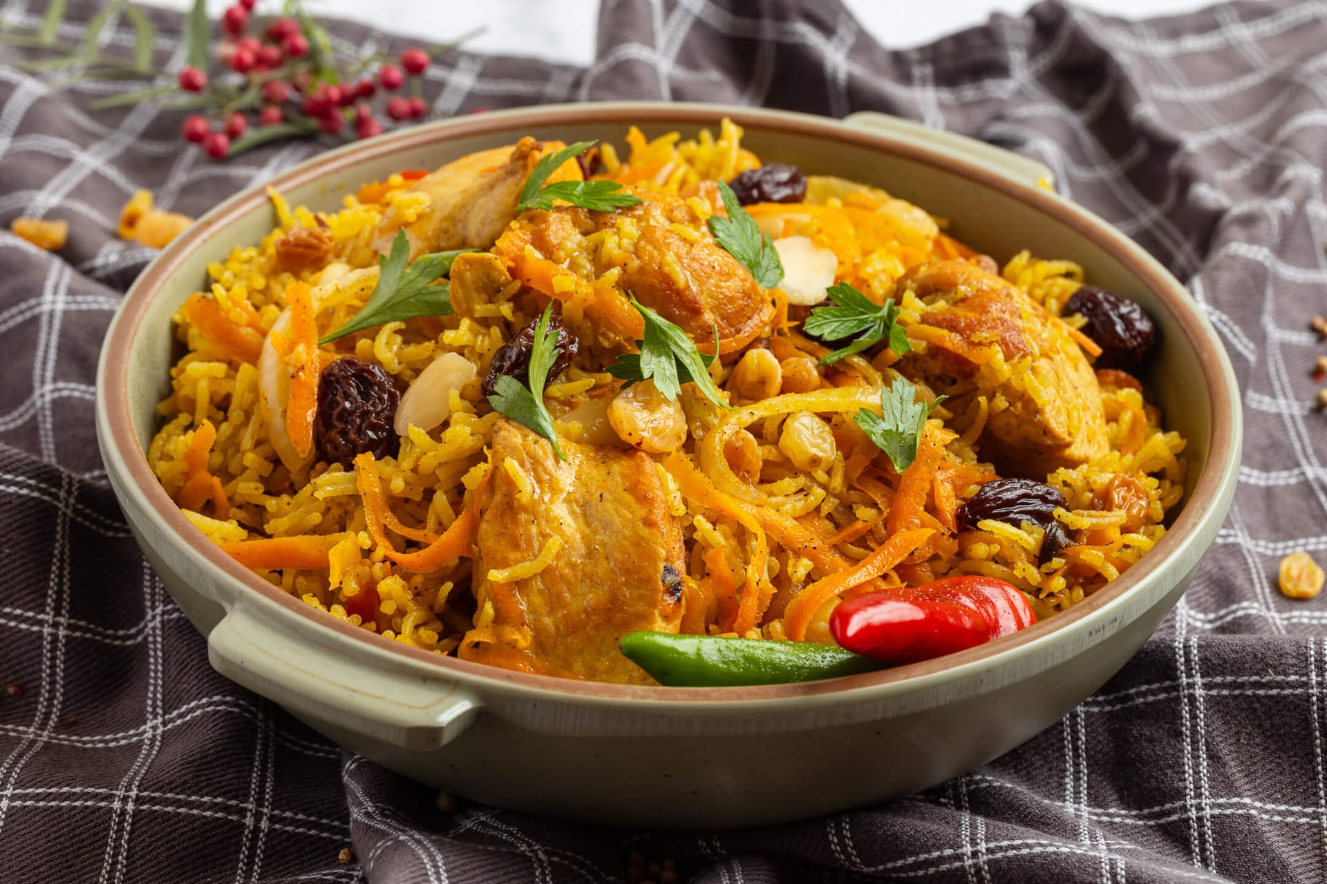 Chicken with biryani rice